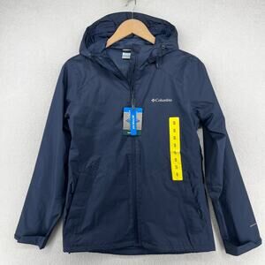 COLUMBIA Jacket Womens S Active Fit Omni-Tech Windbreaker Rain Coat Blue NEW